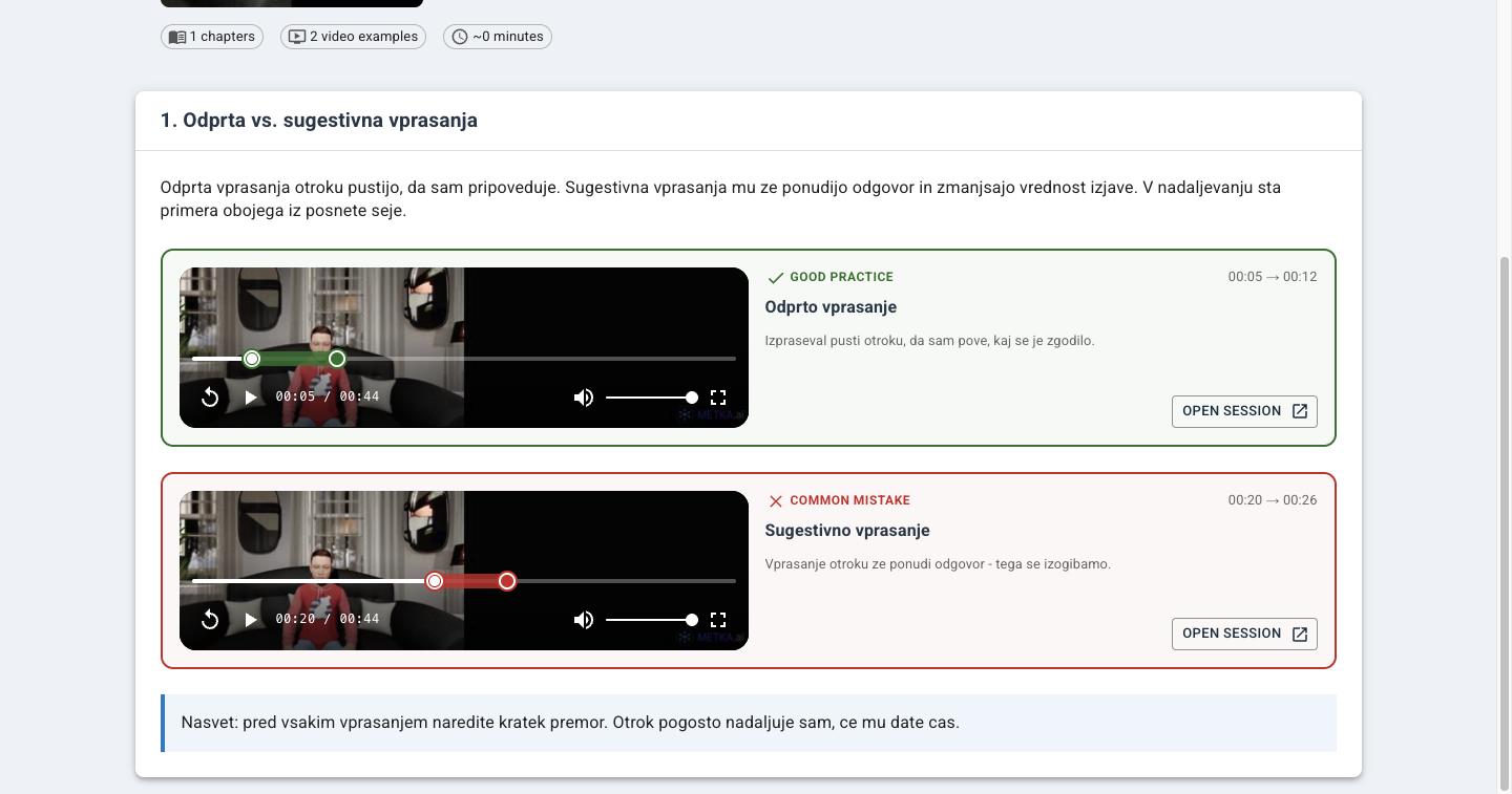 Lekcija v METKI z videoprimeroma dobre prakse in pogoste napake.
